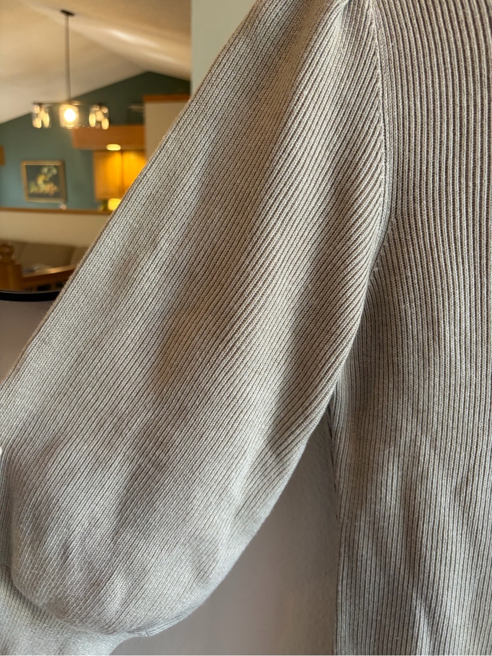 FRENCH CONNECTION Beige Ribbed Joss Balloon Sleeve Sweater Dress - Picture 4 of 6